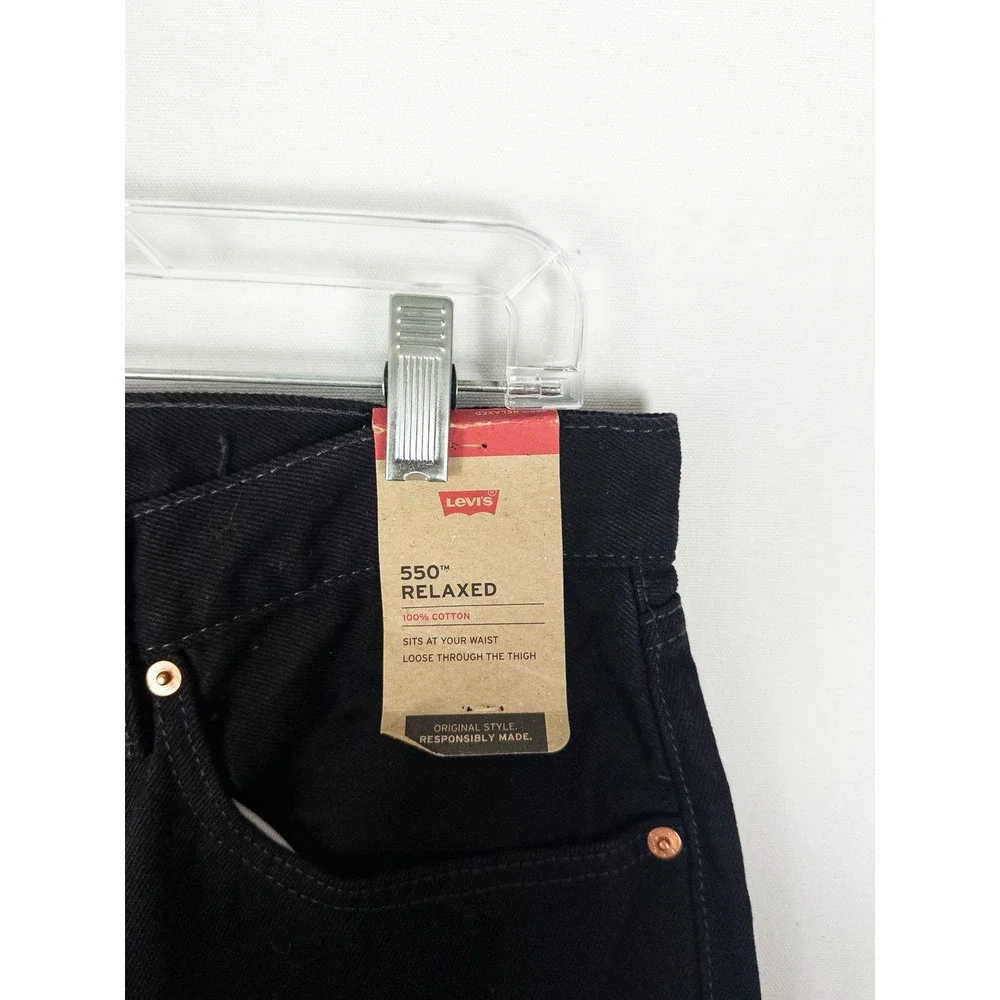 NWT Levi's 550 Relaxed Fit Jeans Mens 35x34 Black Denim Streetwear Classic
